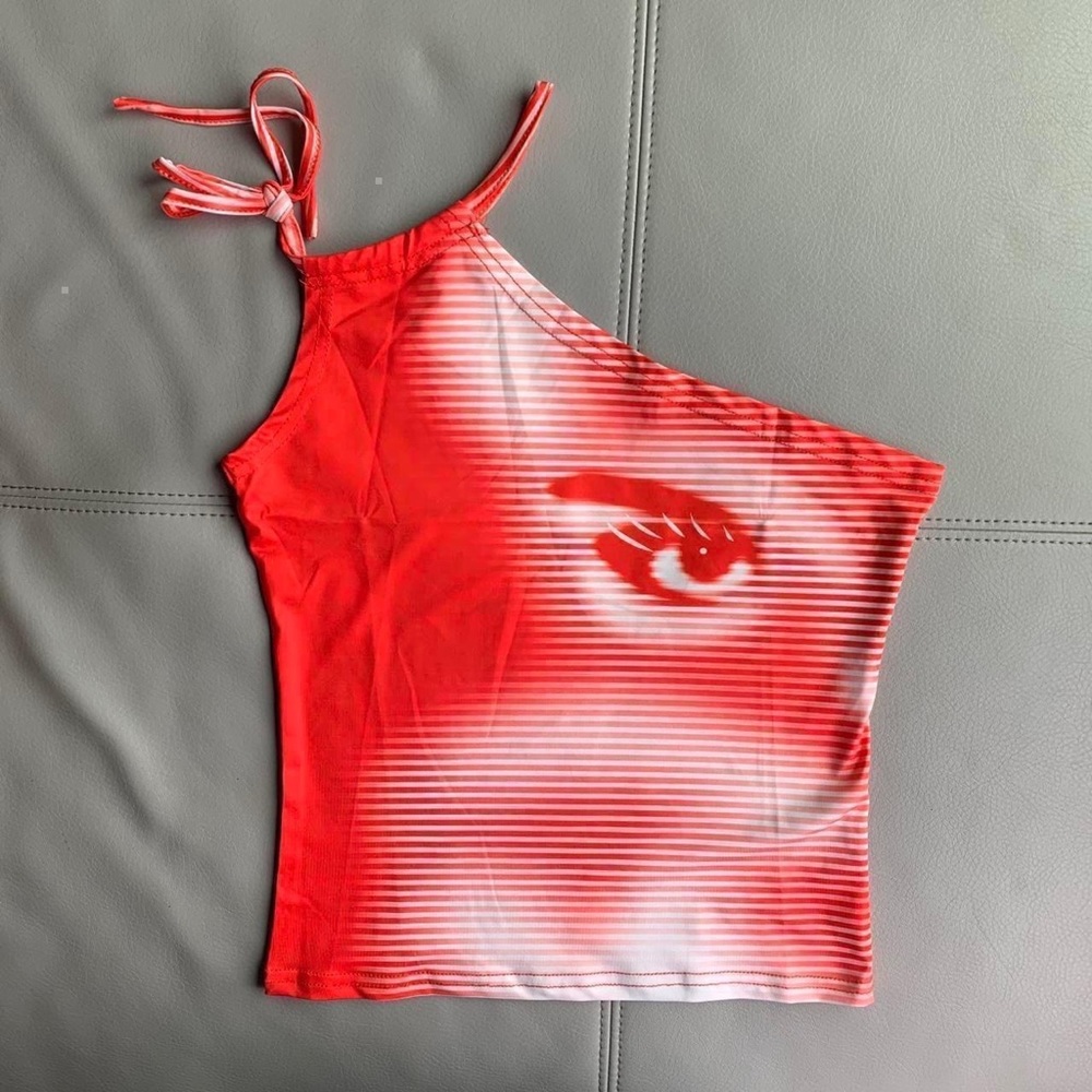 Red Abstract Asymmetrical Face Tank Top - Picture 2 of 4